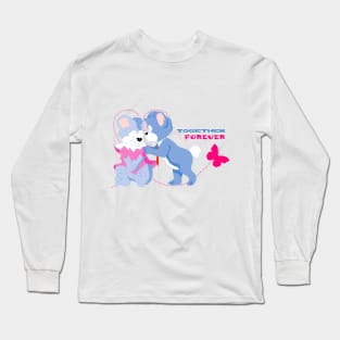 Blue cute bear together forever kissing Long Sleeve T-Shirt